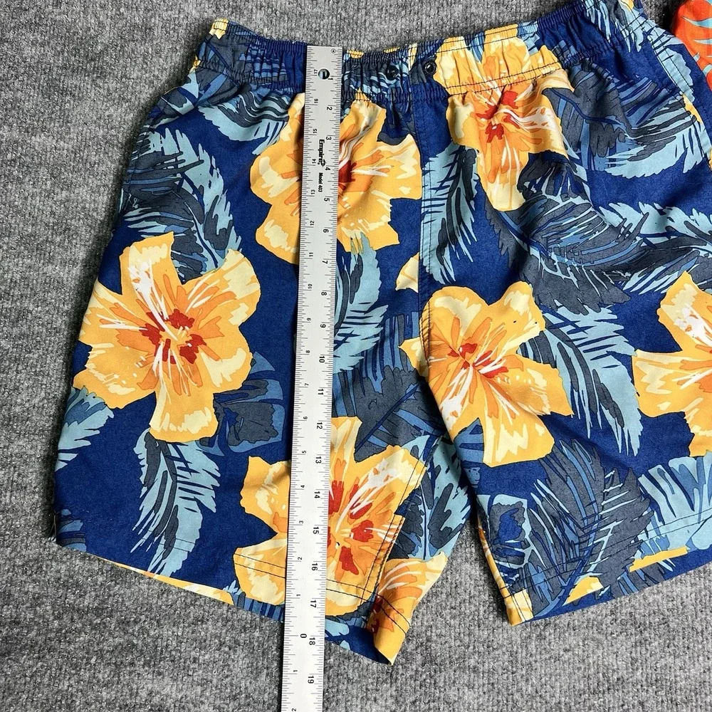 Speedo Swim‎ Trunks Lot (2) Boy's M Blue Orange Tropical Print